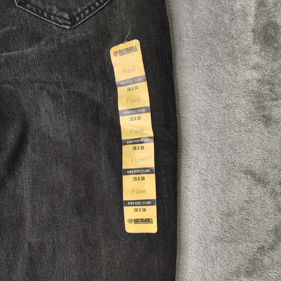 Rock Roll Denim Jeans Womens 26 x 36 Black High Rise Flare Bell Bottoms MRSP $80 - Picture 15 of 16
